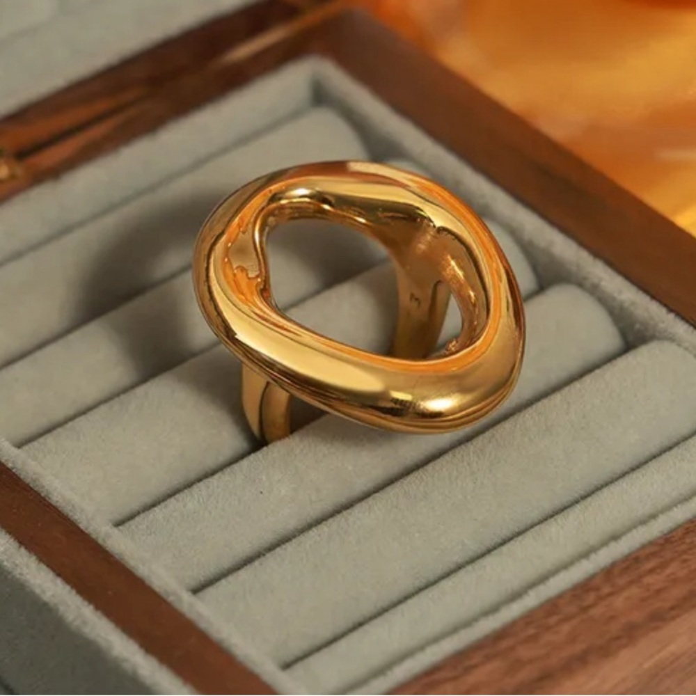 Titanium Steel 18K Gold Plated Plating Hollow Out Ring - Picture 3 of 10